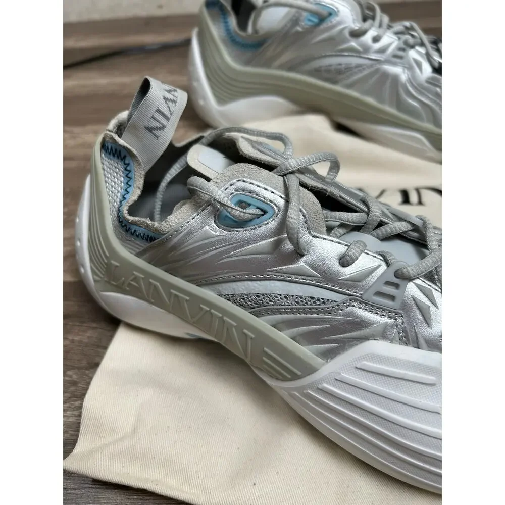 NEW Lanvin Sneakers Mens Size 10 Gray White Designer Streetwear Casual Shoes